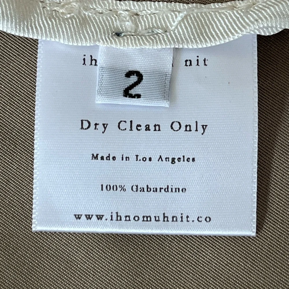 Ih Nom Uh Nit Taupe Long Raincoat with Contrast Stitching and Snap Buttons - Picture 3 of 11